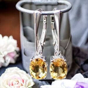 New Sterling Silver Citrine Leverback Earrings – Handmade November Birthstone
